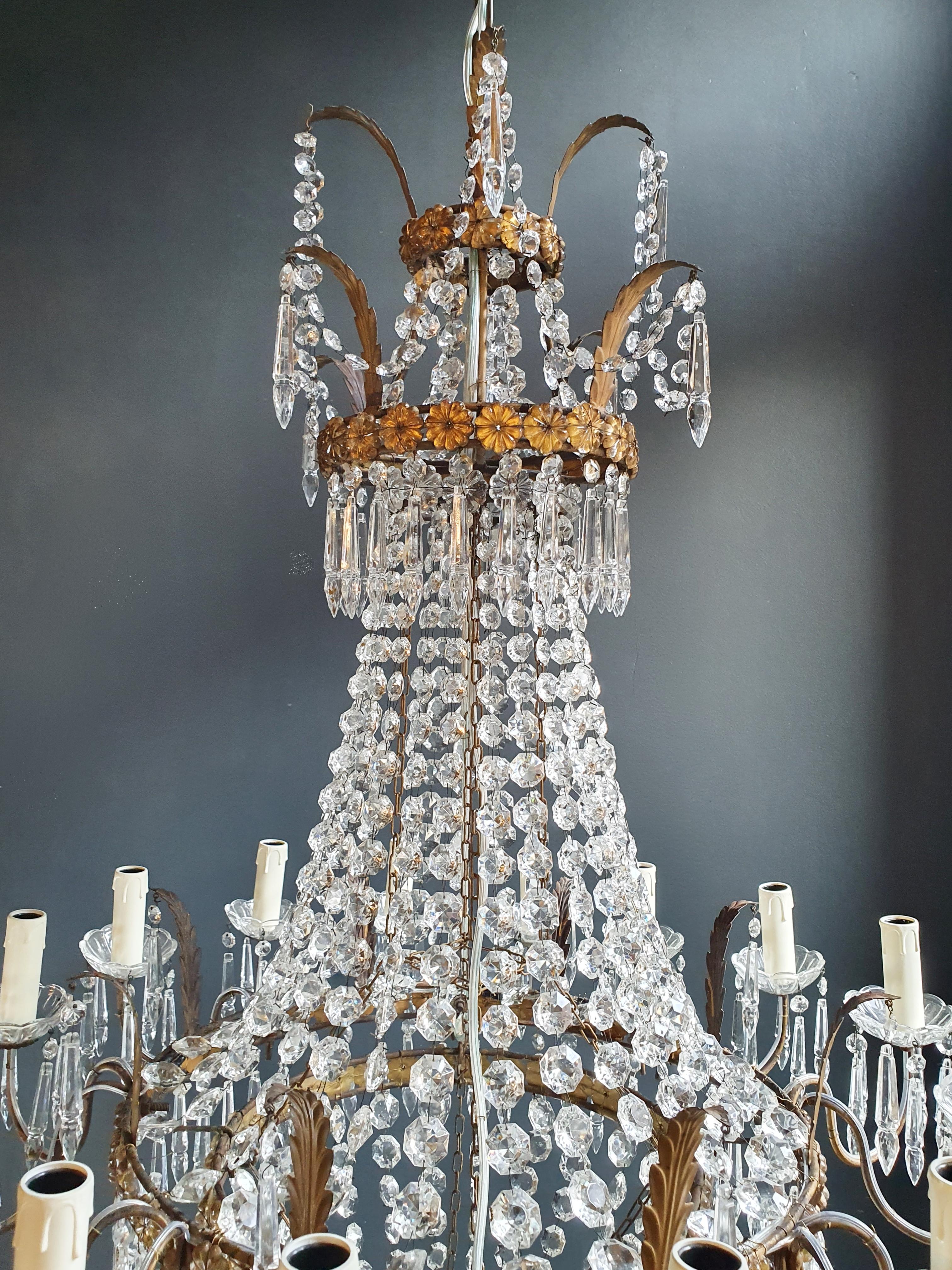 Hand-Knotted Empire Chandelier Crystal Sac a Pearl Lamp Lustre Art Deco