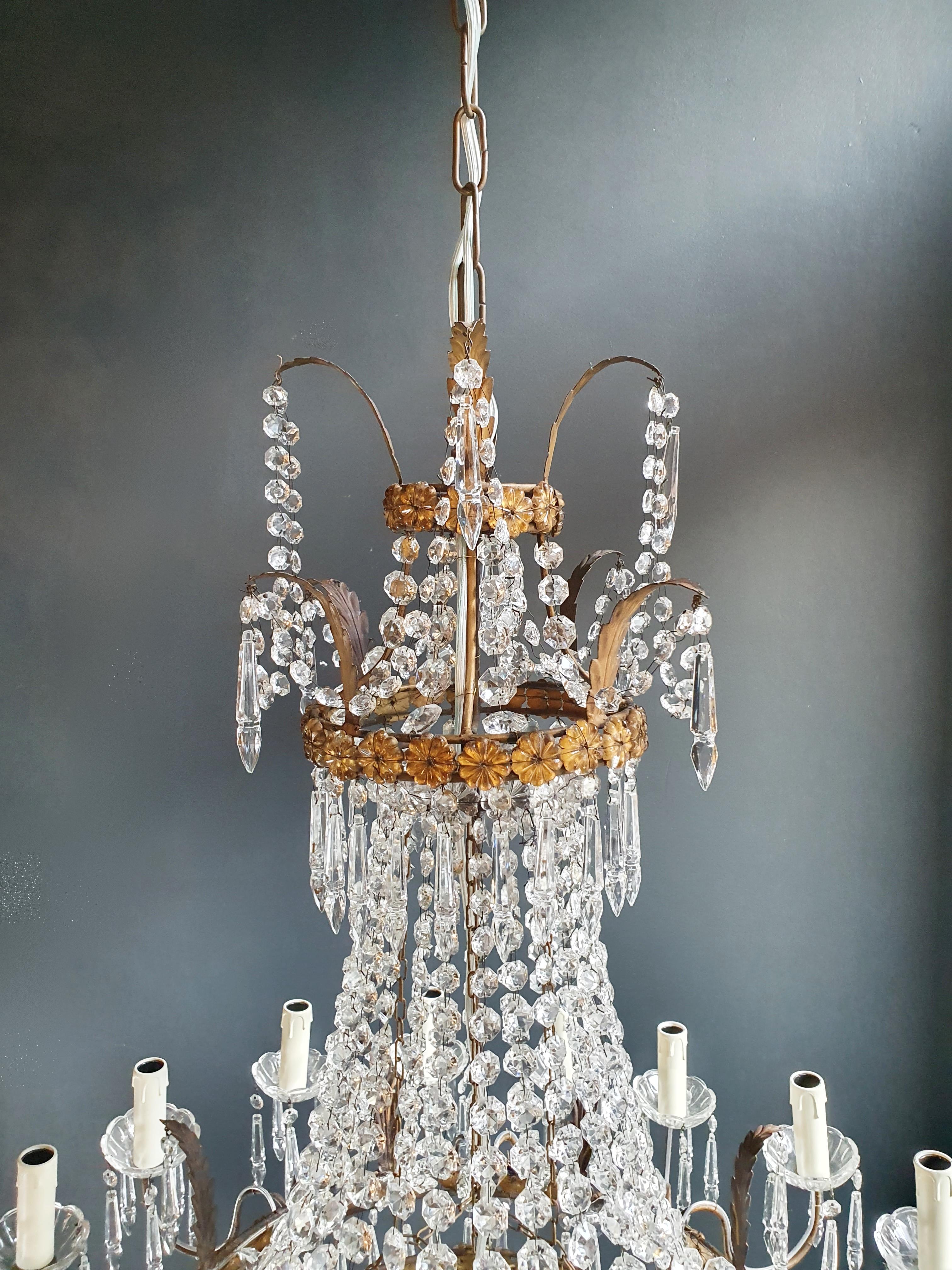 Empire Chandelier Crystal Sac a Pearl Lamp Lustre Art Deco In Good Condition In Berlin, DE