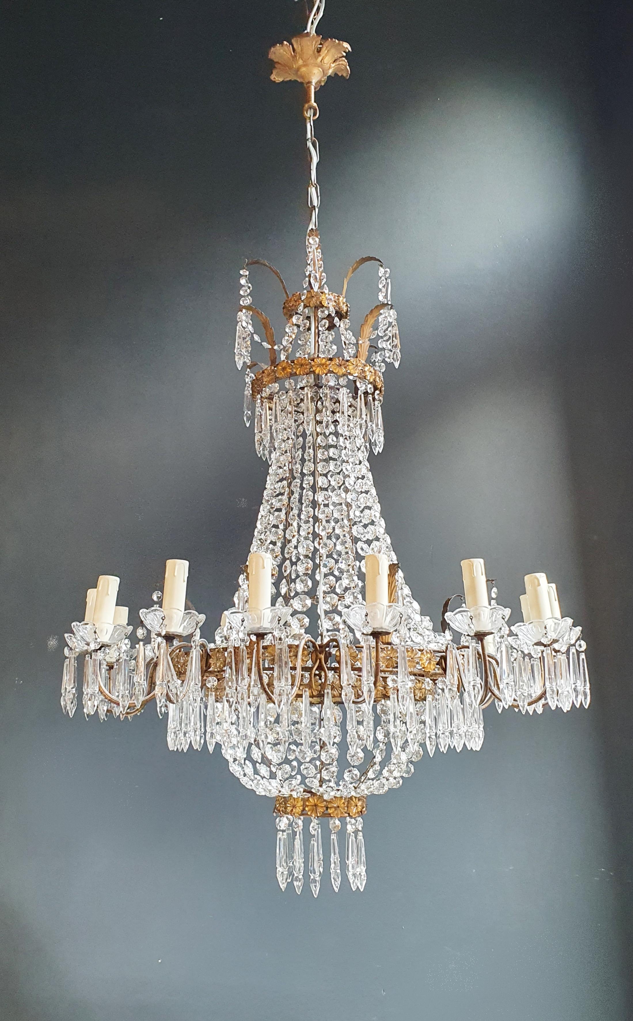 18th Century and Earlier Empire Chandelier Crystal Sac a Pearl Lamp Lustre Art Deco