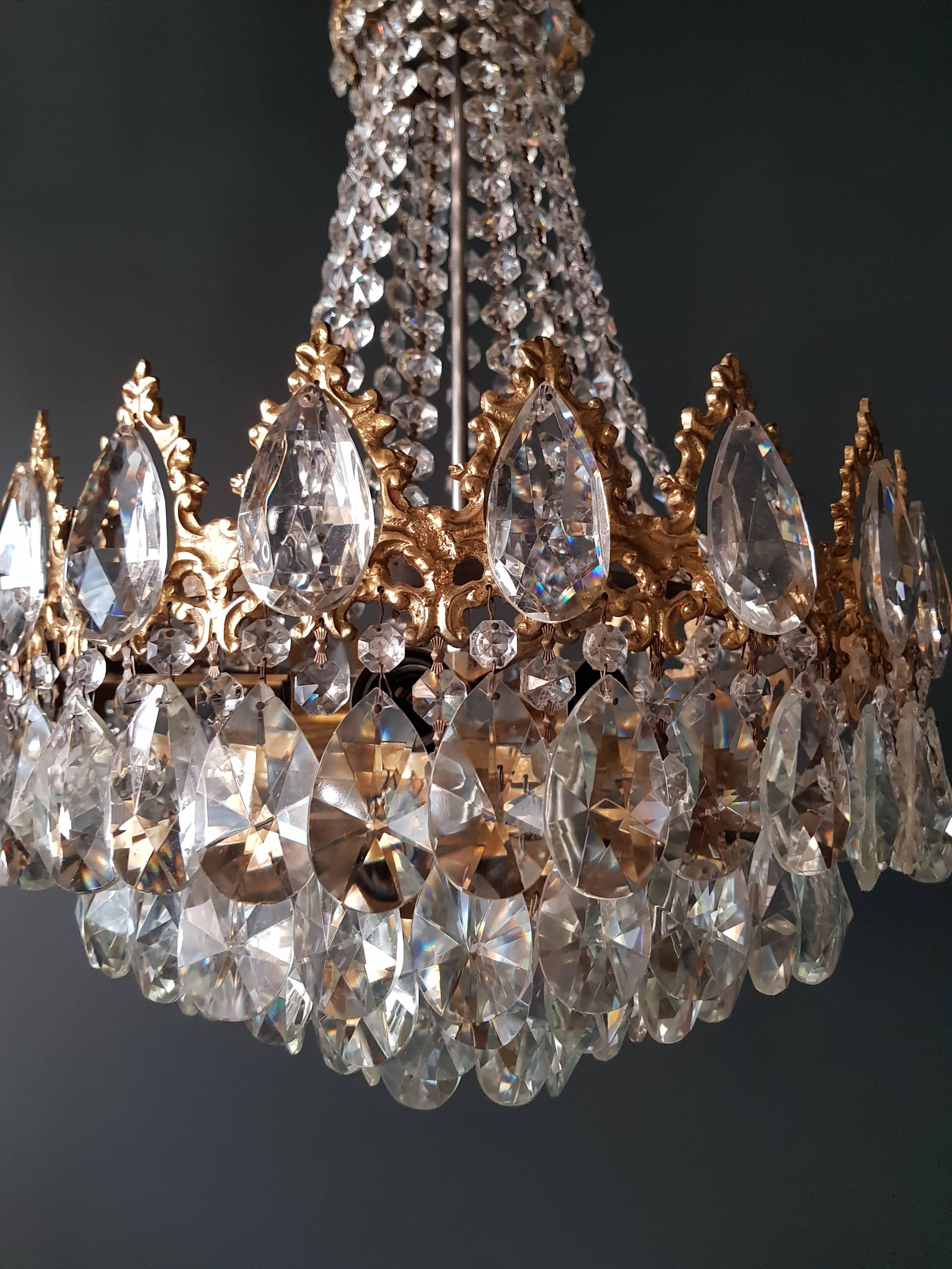 Empire Chandelier Crystal Sac a Pearl Lamp Lustre Art Nouveau (Europäisch)