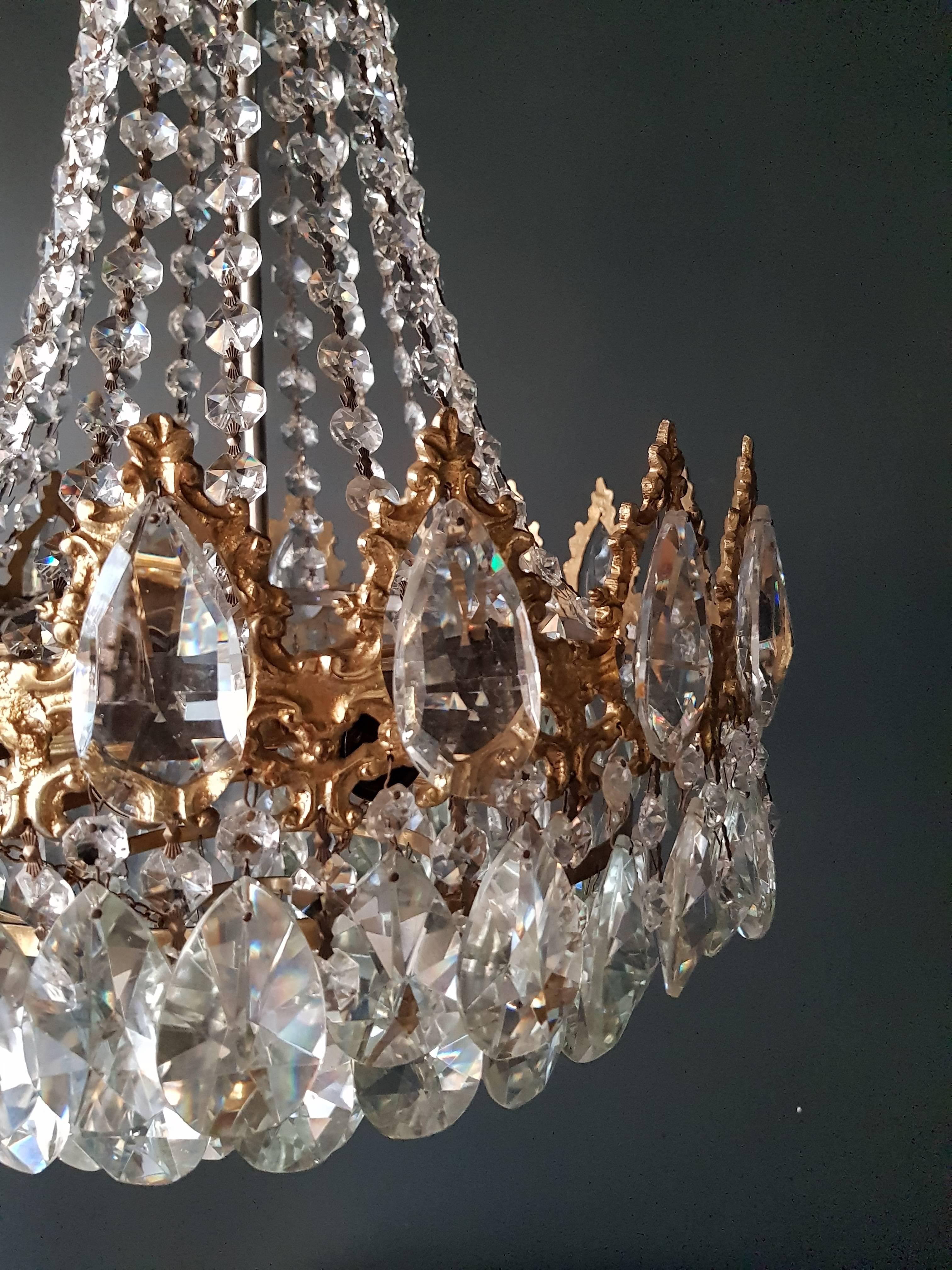 Empire Chandelier Crystal Sac a Pearl Lamp Lustre Art Nouveau (Mitte des 20. Jahrhunderts)