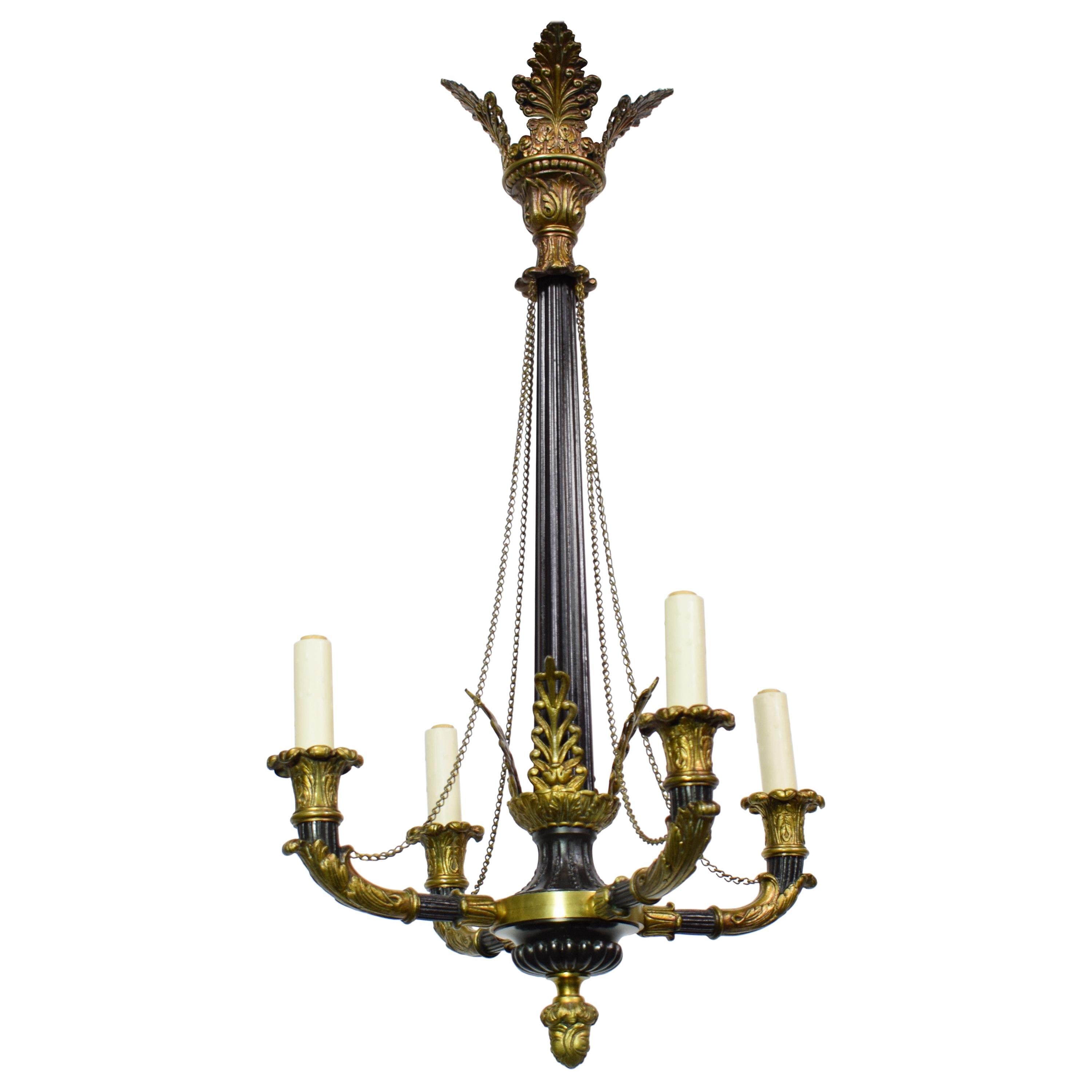 A very fine Gilt & Enameled Bronze Empire style Chandelier For Sale