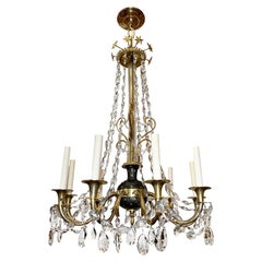 Antique Gilt Bronze Empire Chandelier with Crystals
