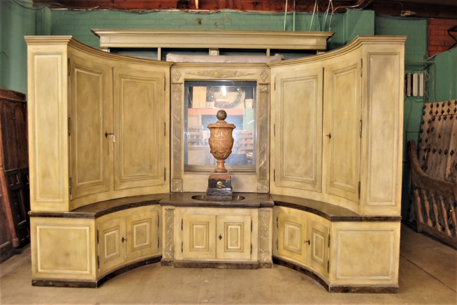 Français Empire Charles X Boiserie Buffet Lavabo Alcove Fontaine Cabinet Evier LA en vente