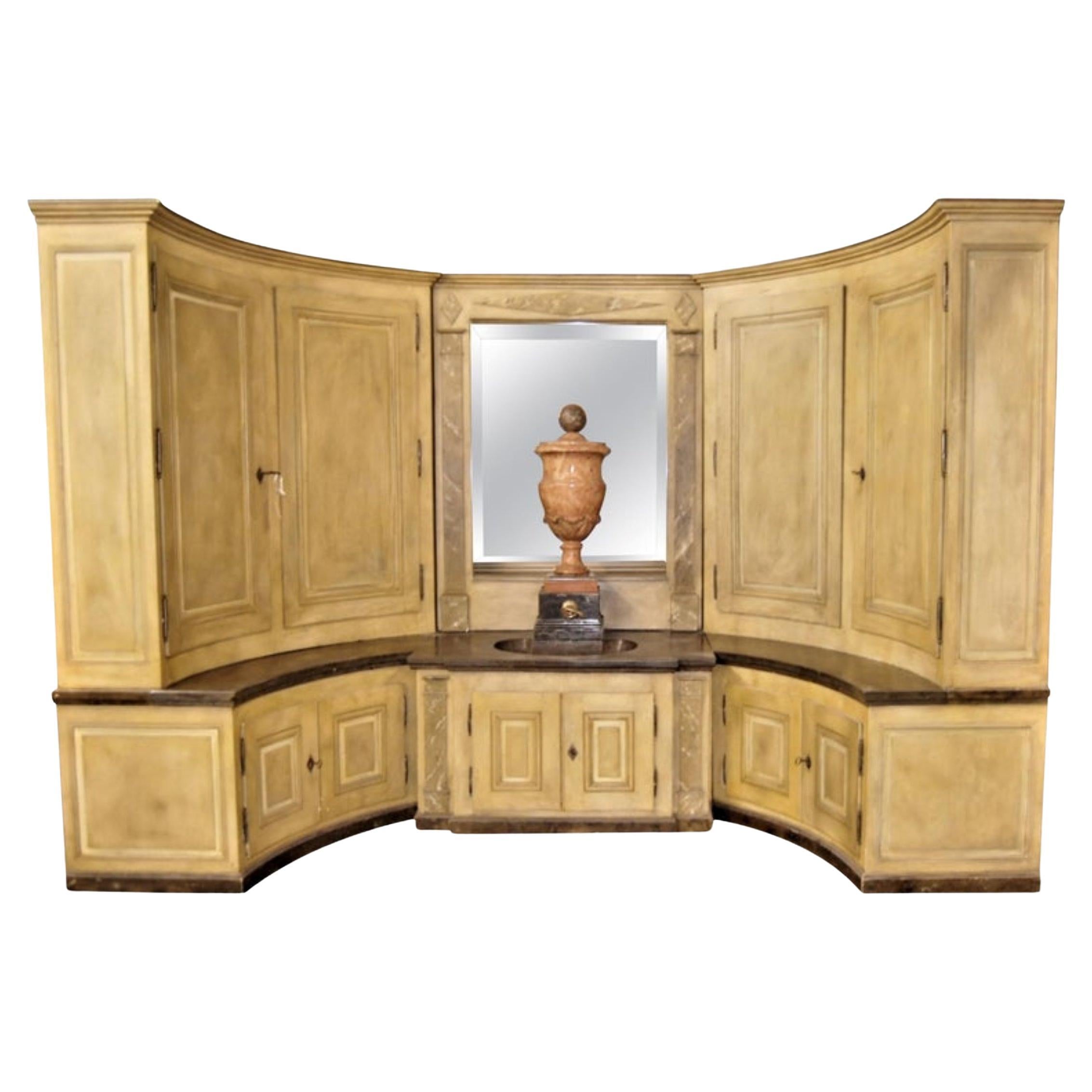 Empire Charles X Boiserie Buffet Lavabo Alcove Fontaine Cabinet Evier LA en vente