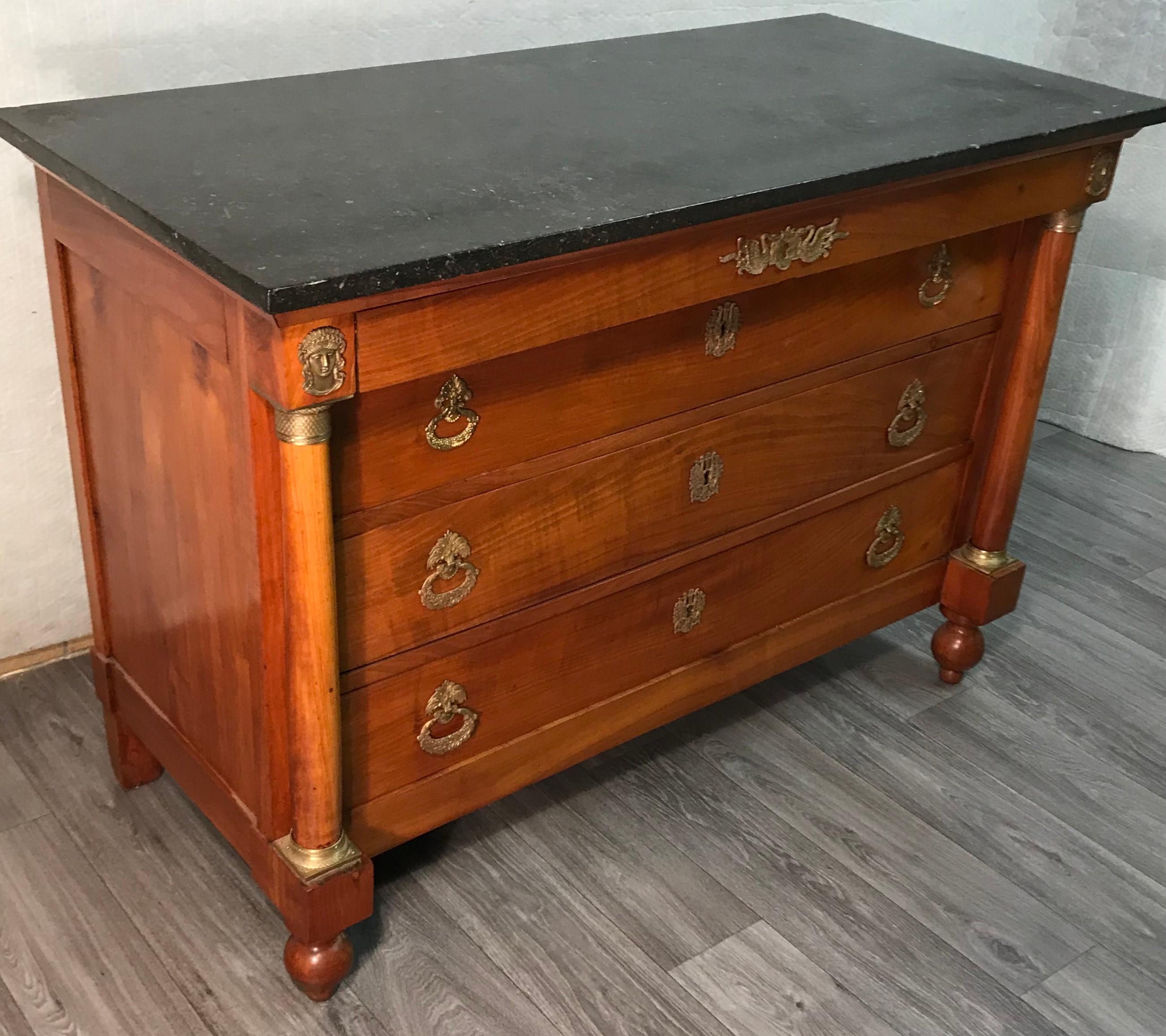 Veneer Empire Chest of Drawers, France 1810-1820, Cherry For Sale