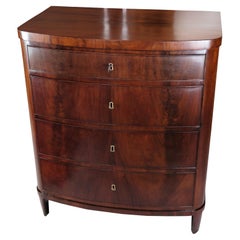 Antique Empire Chest of Drawers in Mahogany Curved Front From 1820's