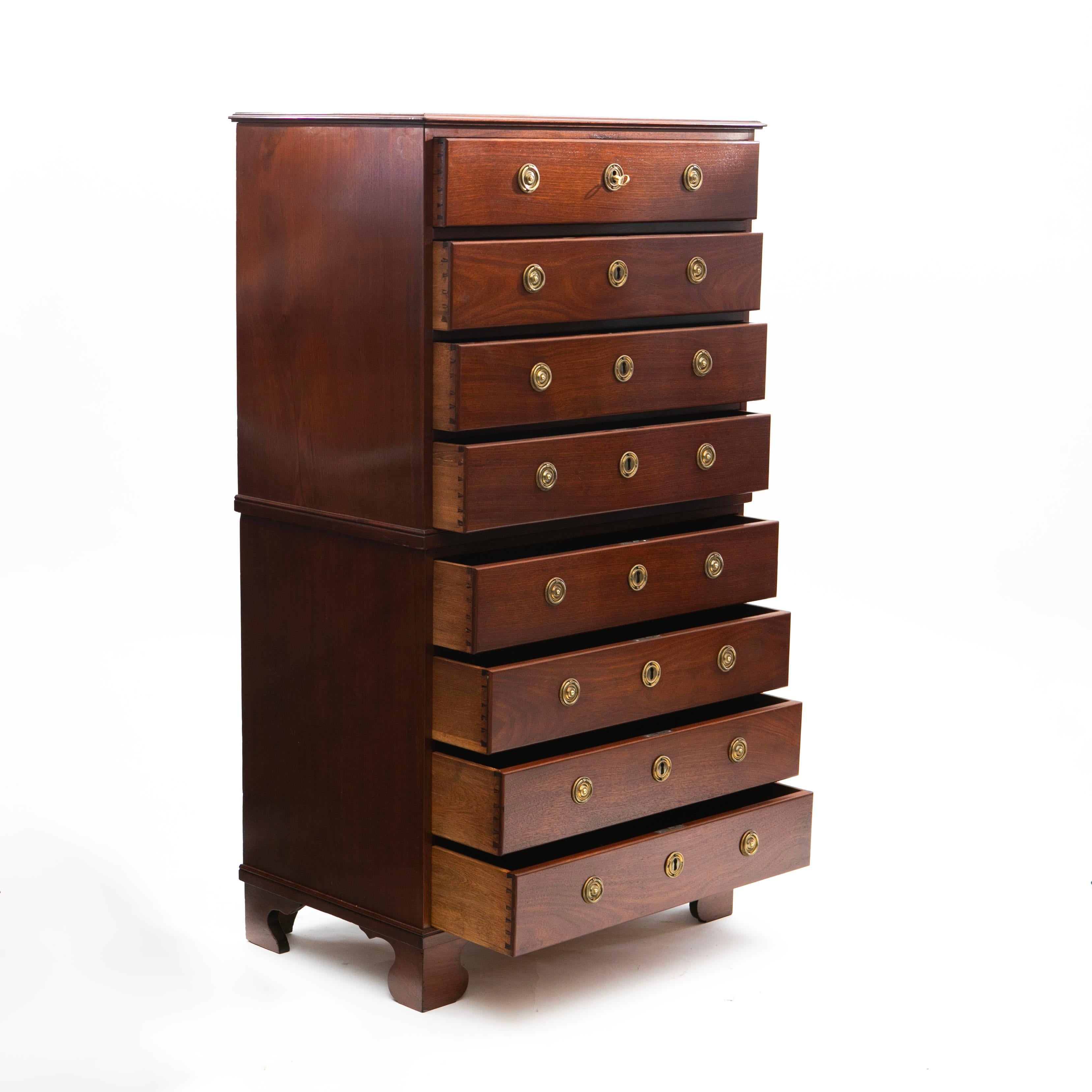 Empire 'Chest on Chest' Mahogany, Danish West Indies ( Virgin Islands) C. 1810 In Good Condition For Sale In Kastrup, DK