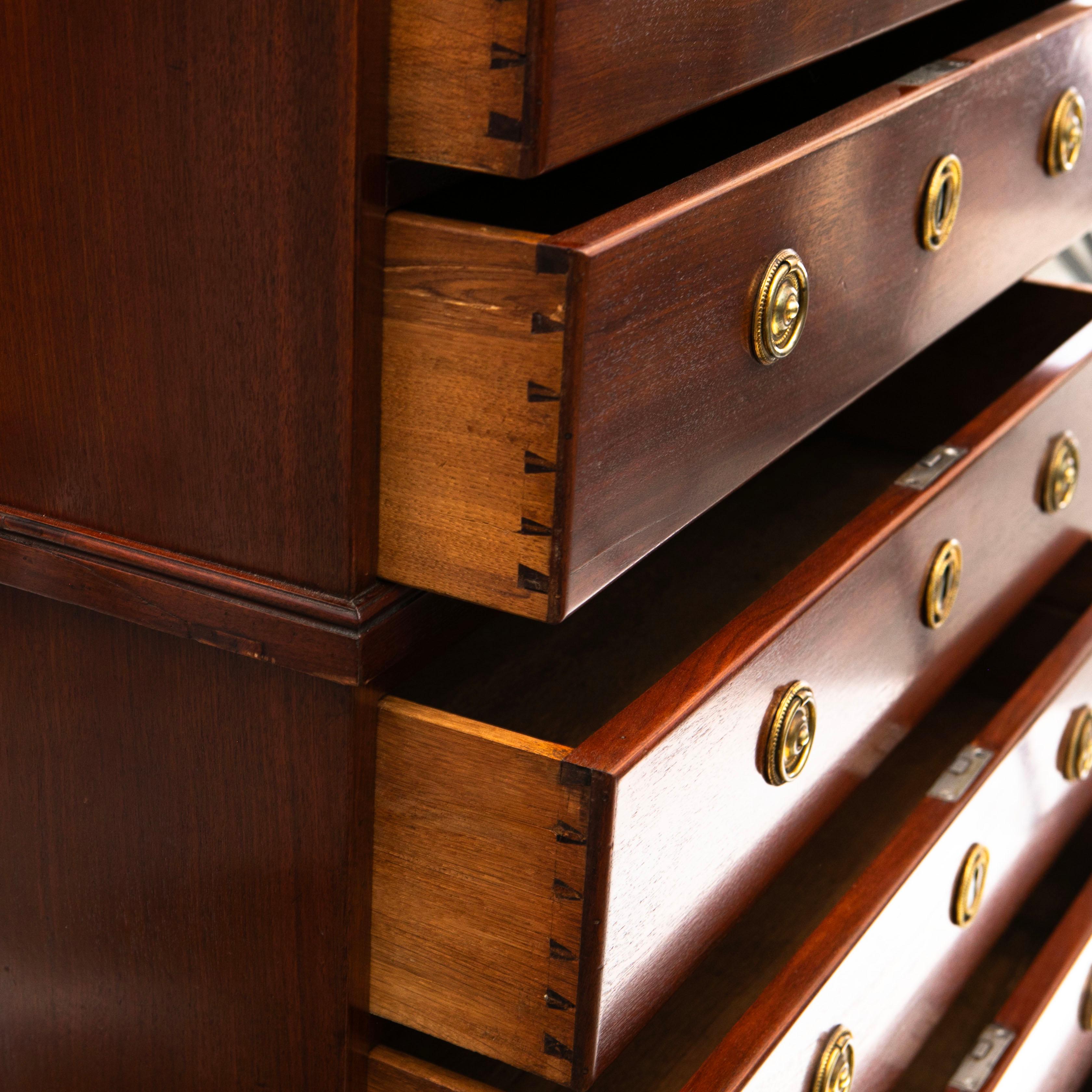 Empire 'Chest on Chest' Mahogany, Danish West Indies ( Virgin Islands) C. 1810 For Sale 4