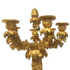 Empire circa 1810 Gilt Ormolu Bronze Pair of Candelabra