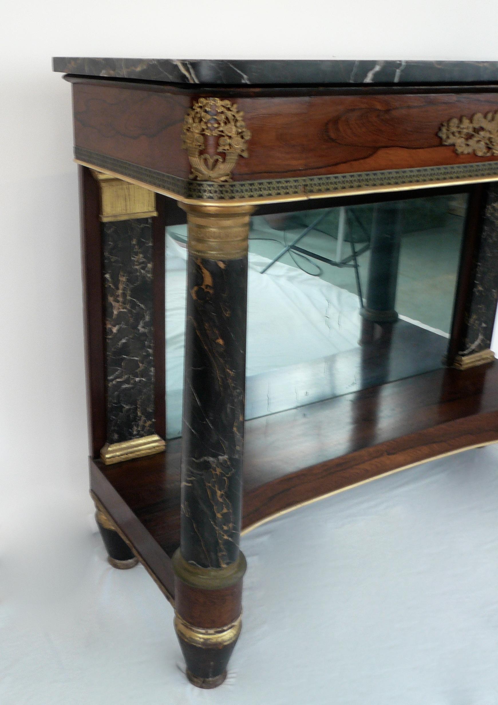 American Classical Empire Classical Marble Top Pier Table, New York For Sale