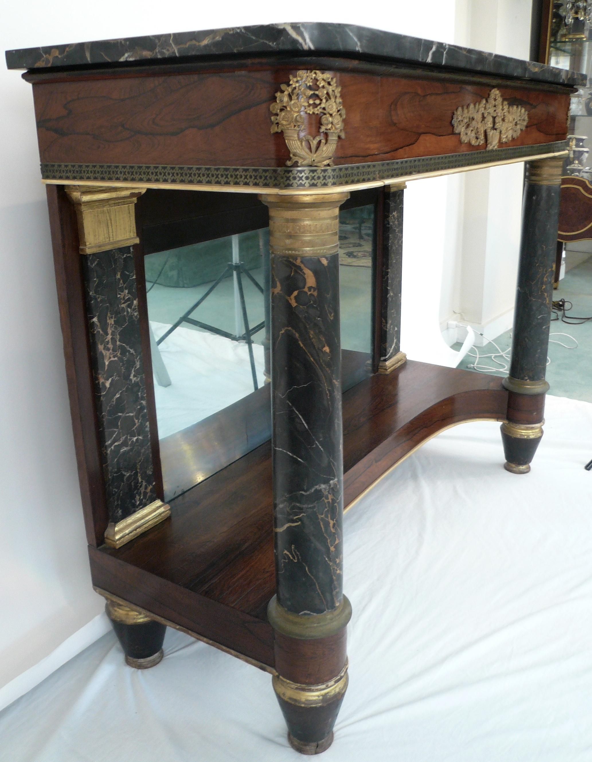 Empire Classical Marble Top Pier Table, New York For Sale 1