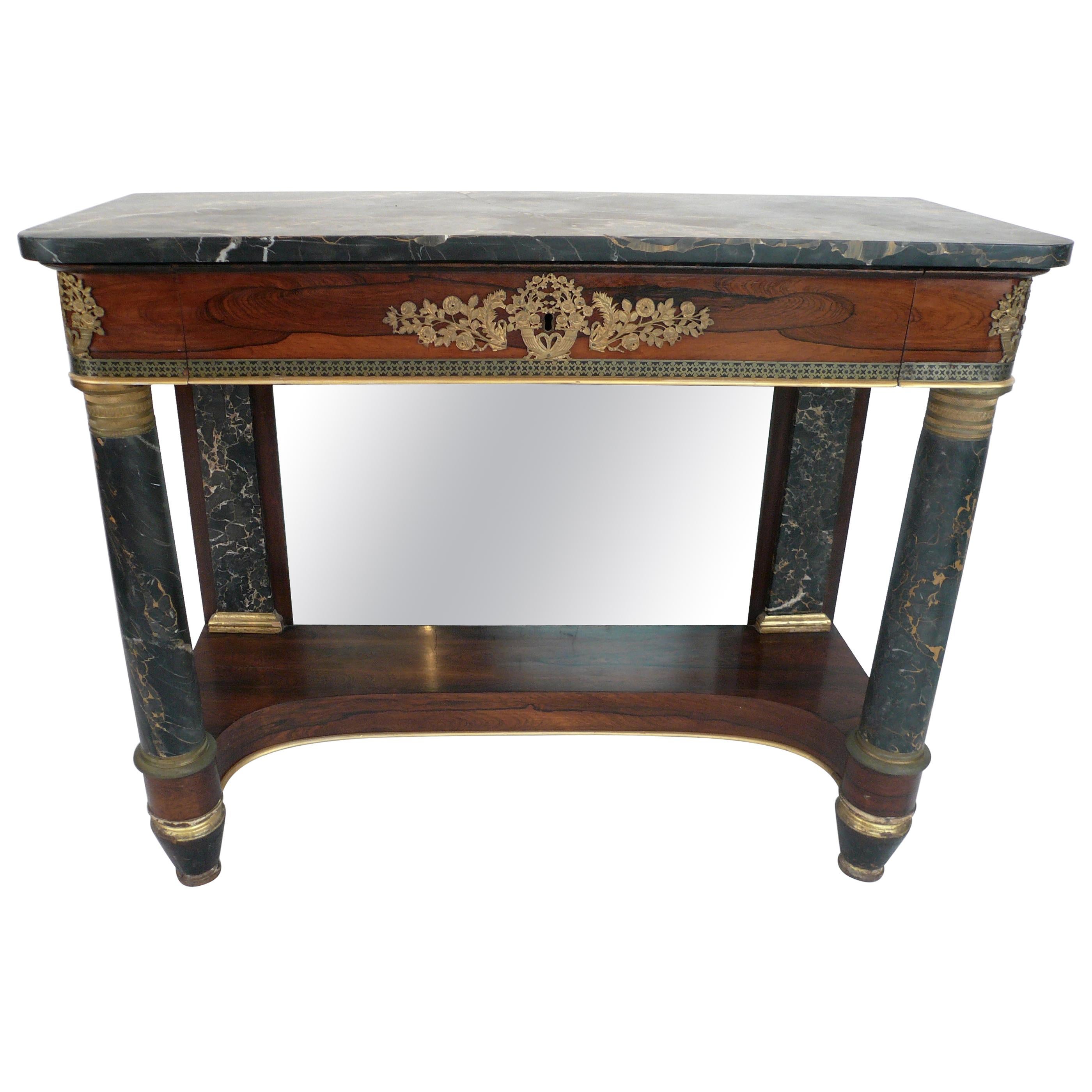 Empire Classical Marble Top Pier Table, New York For Sale