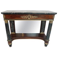 Antique Empire Classical Marble Top Pier Table, New York