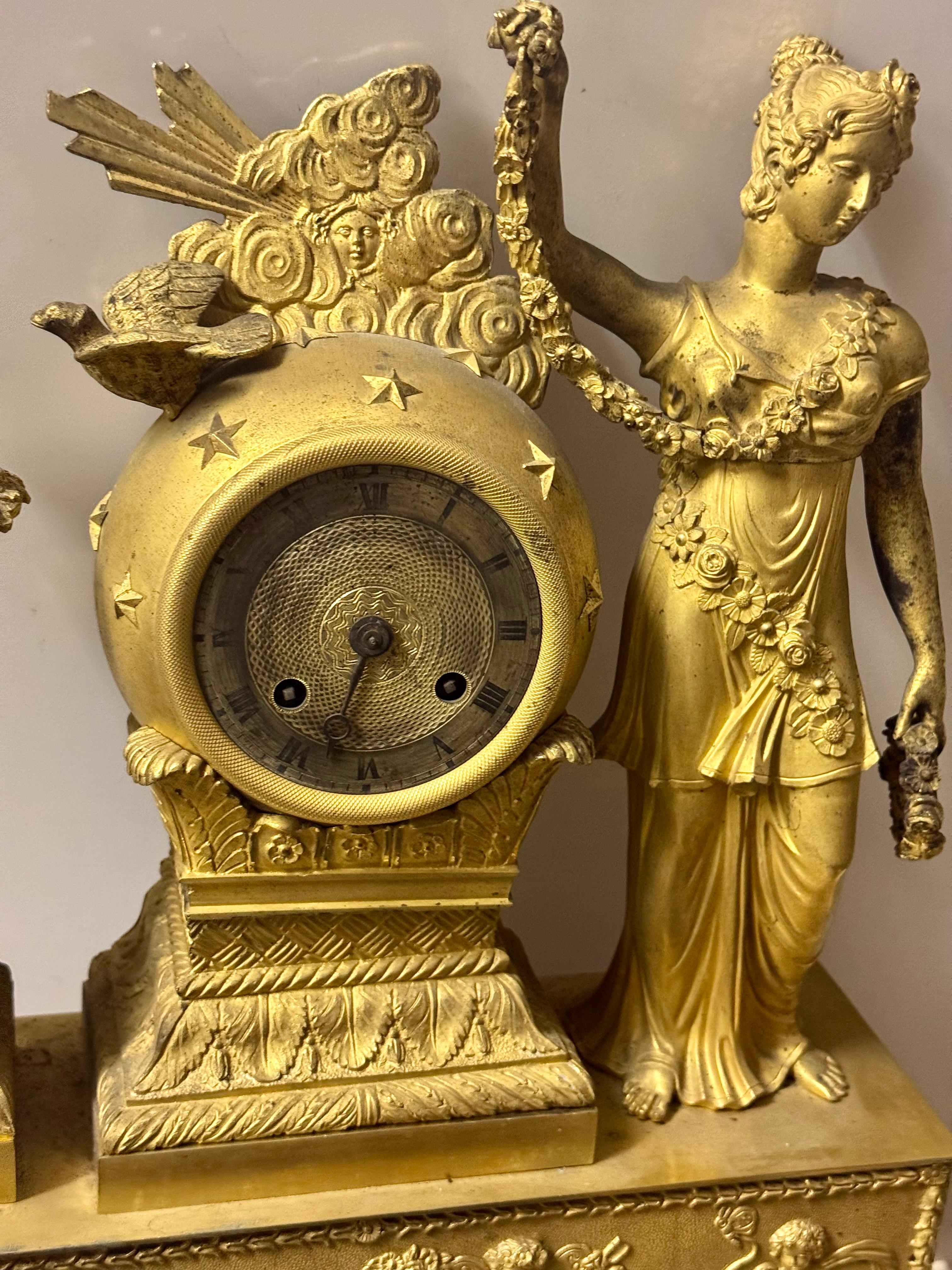 Early 19th Century Empire clock bronze For Sale