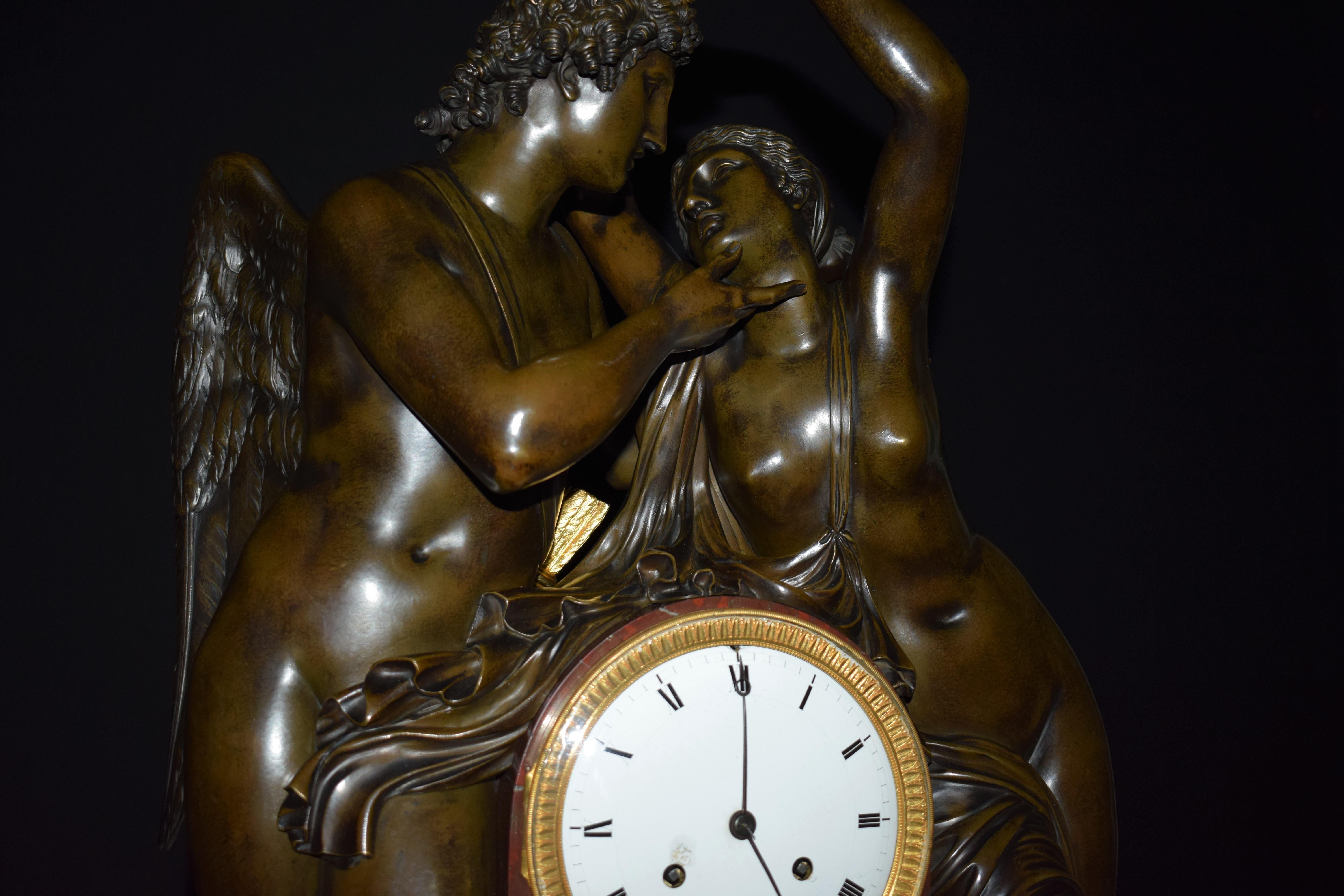 Empire-Uhr, „ Amor und Psyche“, Empire-Uhr (Französisch) im Angebot