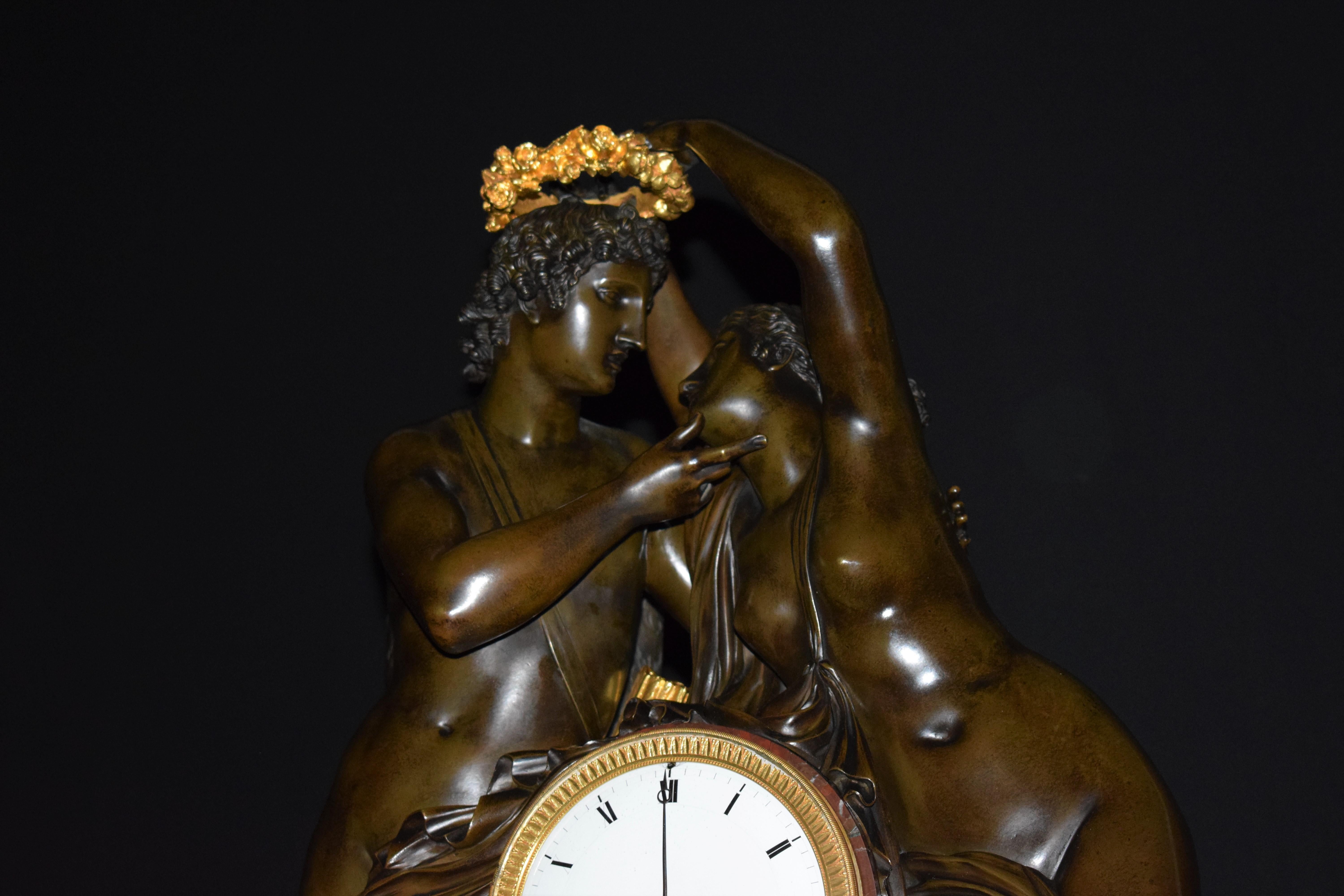 XIXe siècle Horloge Empire, Cupid & Psyché en vente