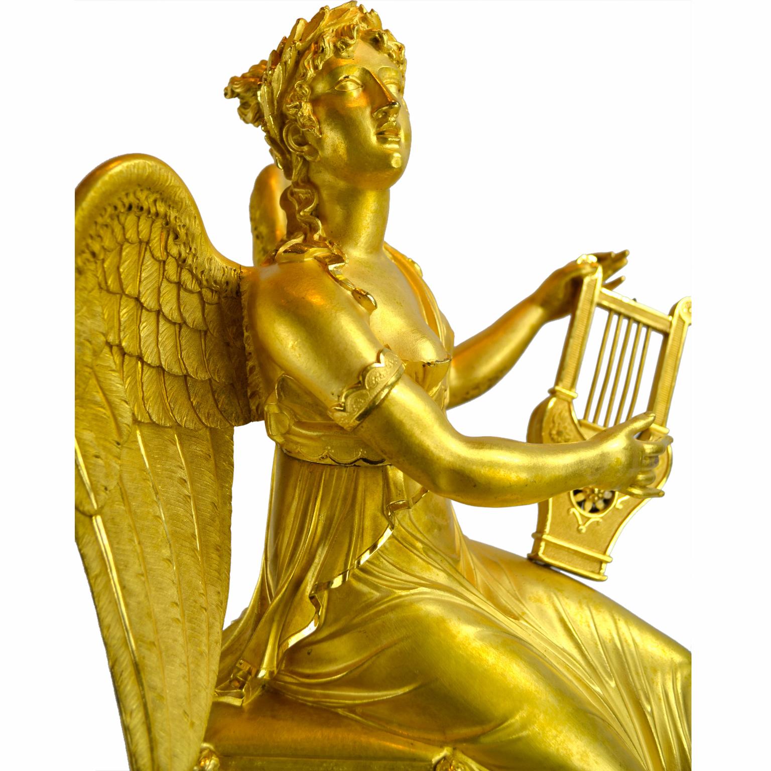 Gilt Empire Clock Depicting Clio the Muse of History and Music