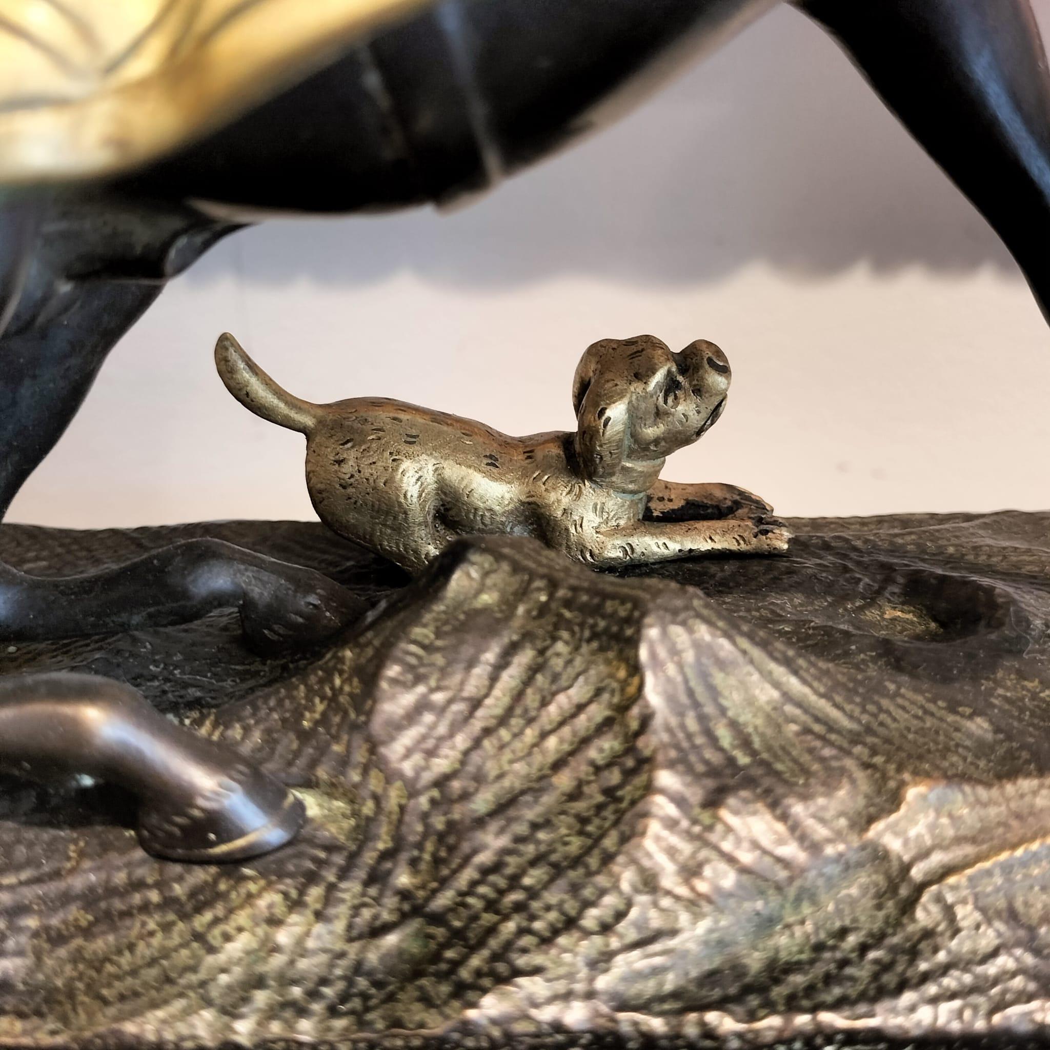Empire Clock in representing a Horse and a Dog in Gilt Bronze, 19th Century For Sale 4