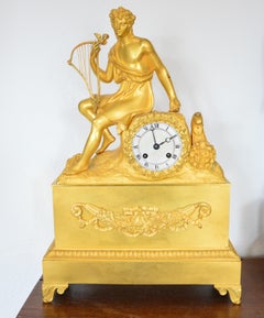 Orologio impero, orologio da tavolo, orologio da caminetto, orologio a pendolo, bronzo, dorato a fuoco