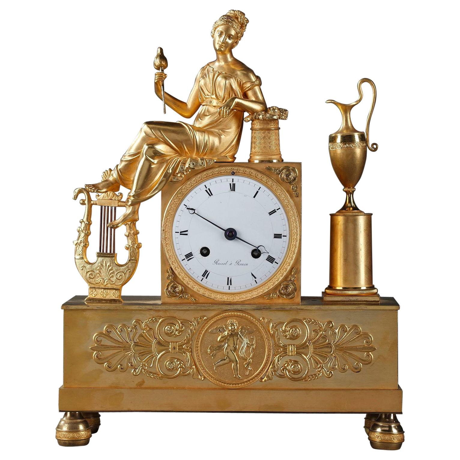 Empire Clock The Spinner by Rossel in Rouen For Sale