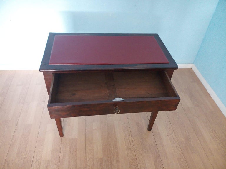 Empire Coffee Table 19th Century Desk Small Red Leather Tapered Foot For Sale 4