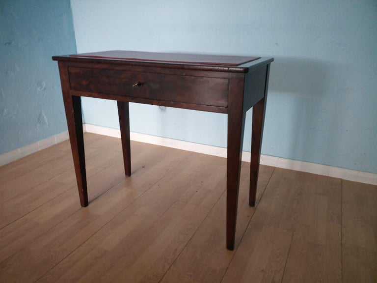 Empire Coffee Table 19th Century Desk Small Red Leather Tapered Foot For Sale 5