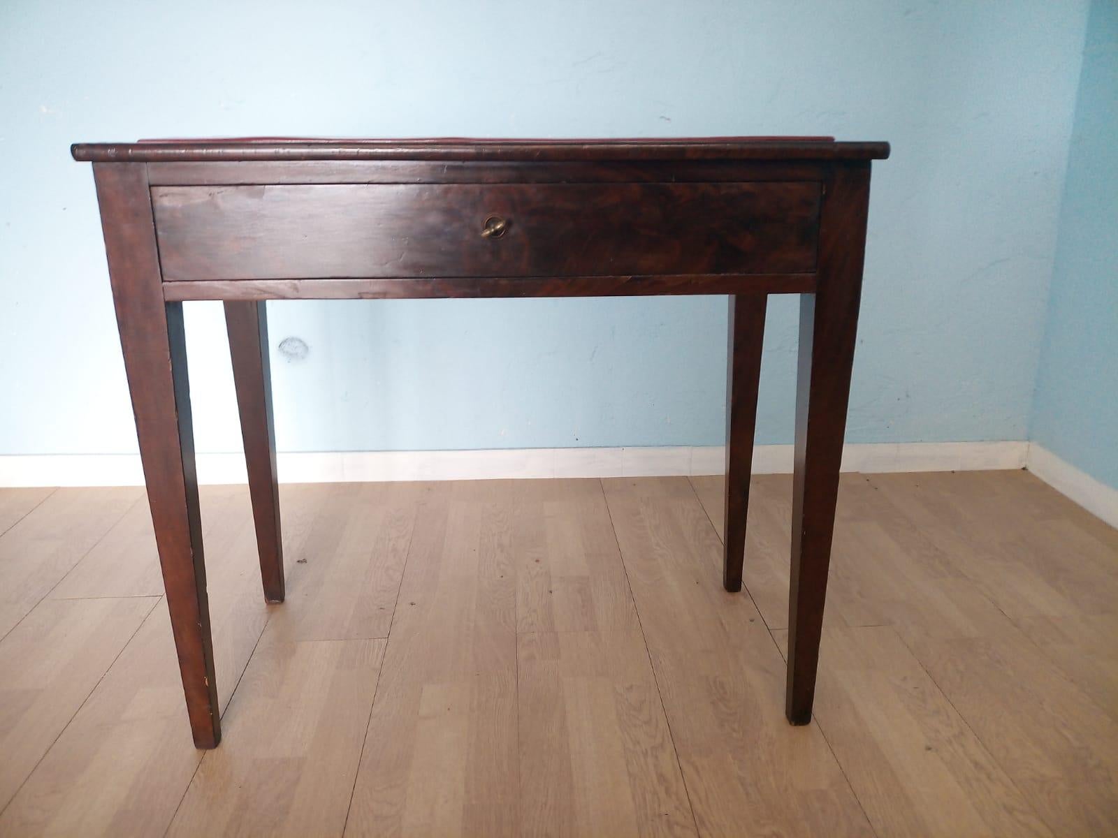 Empire Coffee Table 19th Century Desk Small Red Leather Tapered Foot For Sale 6