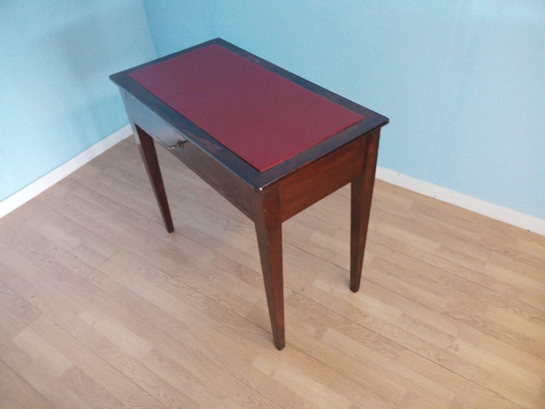 Italian Empire Coffee Table 19th Century Desk Small Red Leather Tapered Foot For Sale