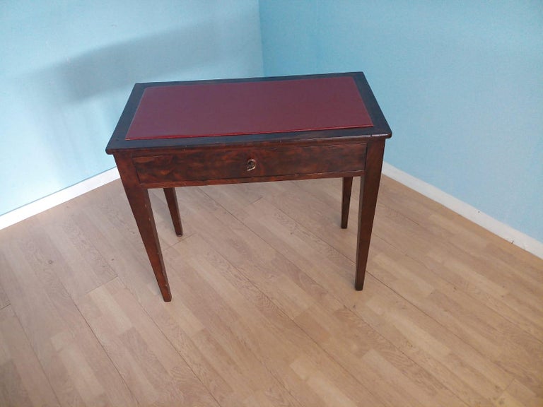 Late 19th Century Empire Coffee Table 19th Century Desk Small Red Leather Tapered Foot For Sale