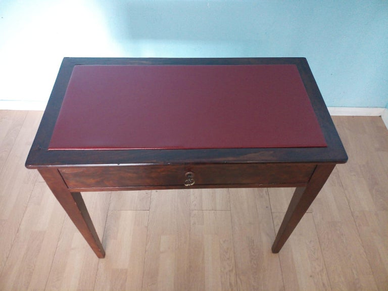 Empire Coffee Table 19th Century Desk Small Red Leather Tapered Foot For Sale 1