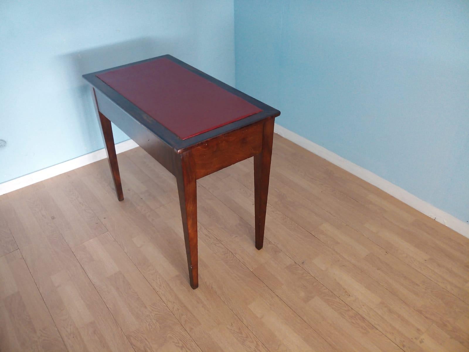 Empire Coffee Table 19th Century Desk Small Red Leather Tapered Foot For Sale 2