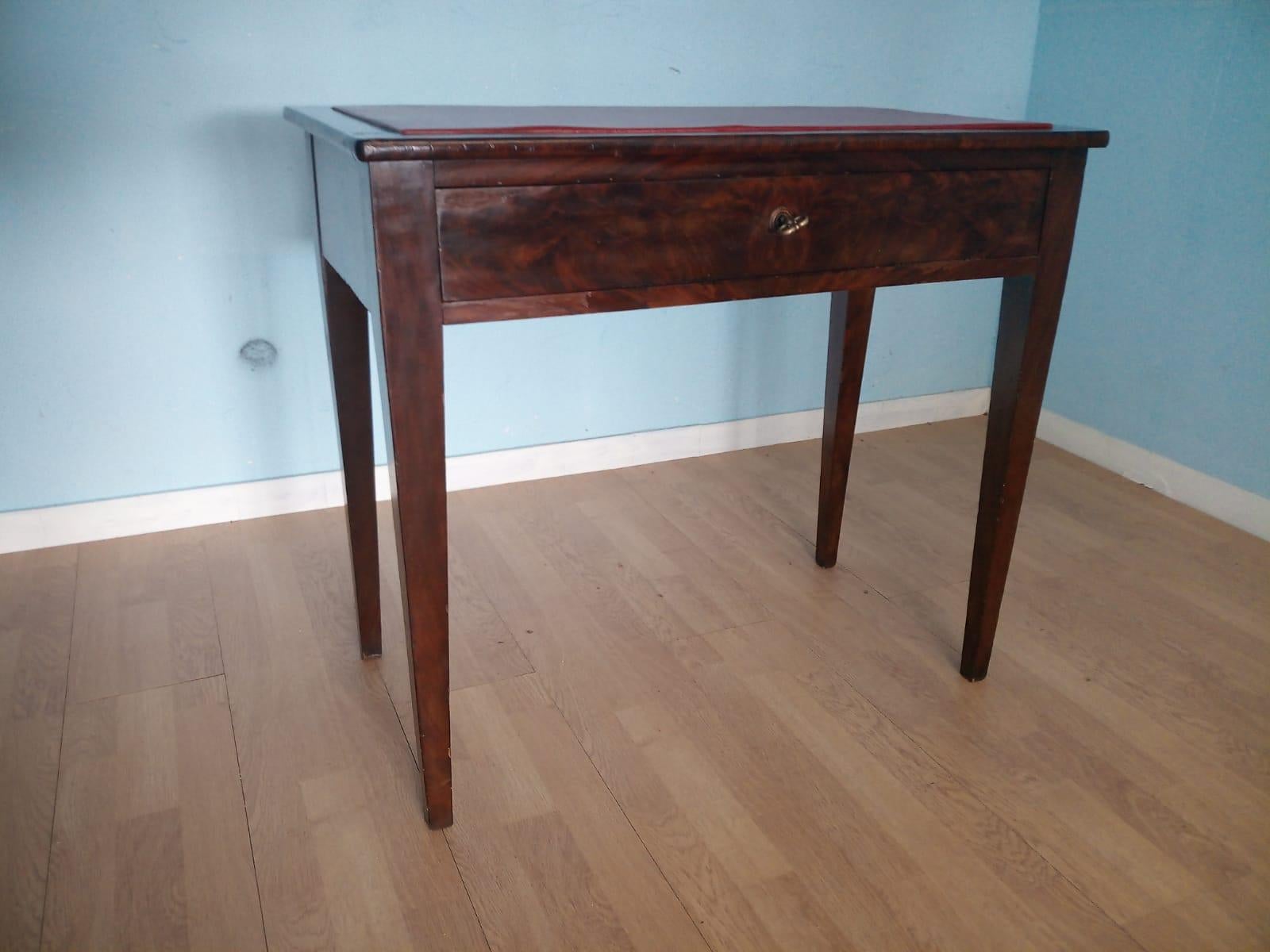 Empire Coffee Table 19th Century Desk Small Red Leather Tapered Foot For Sale 3