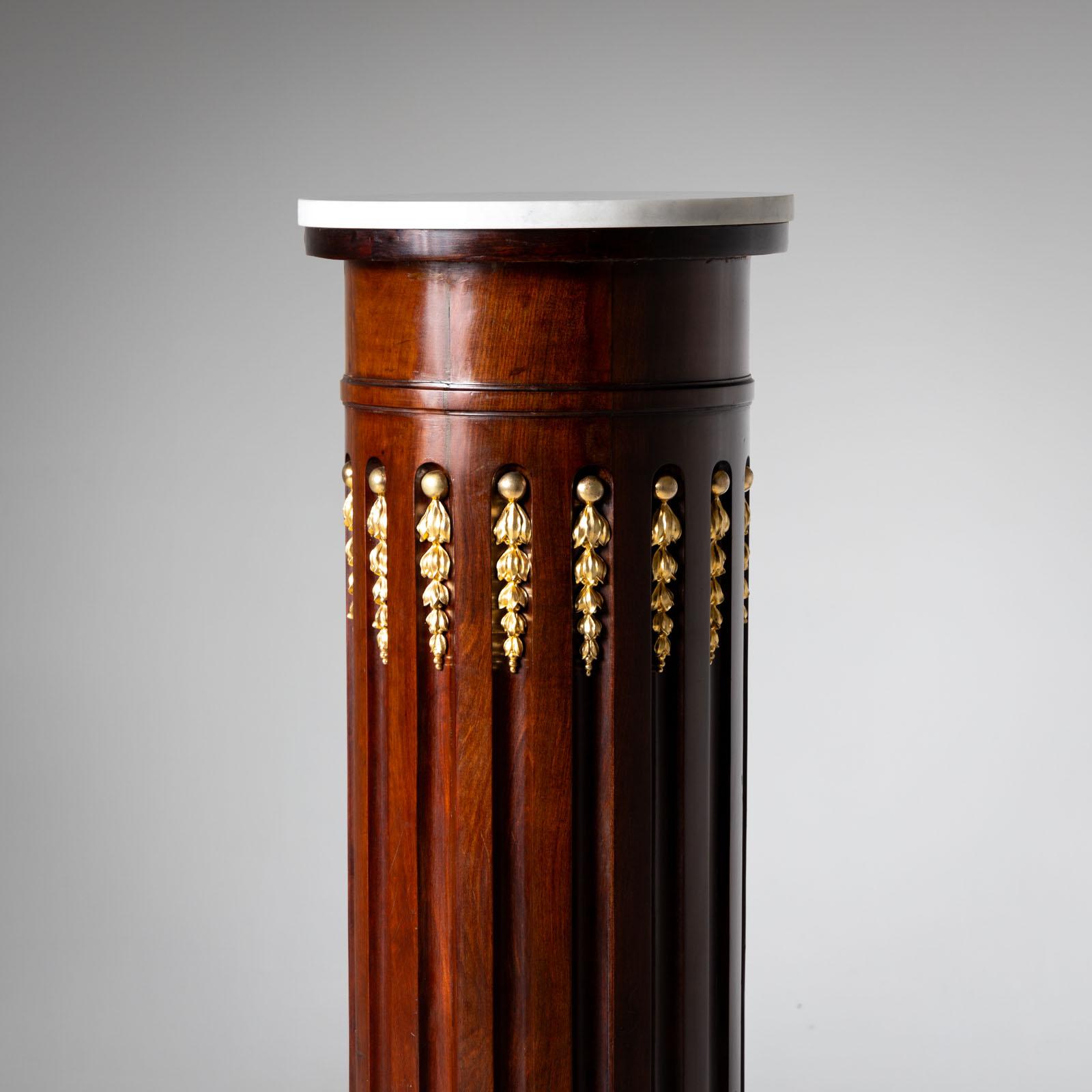 Marble Empire Column with fire-gilt Appliqués, 2nd Half 19th Century For Sale