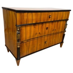 Empire Commode, Walnut Veneered with Caryatids, Austria, Vienna circa 1810/15