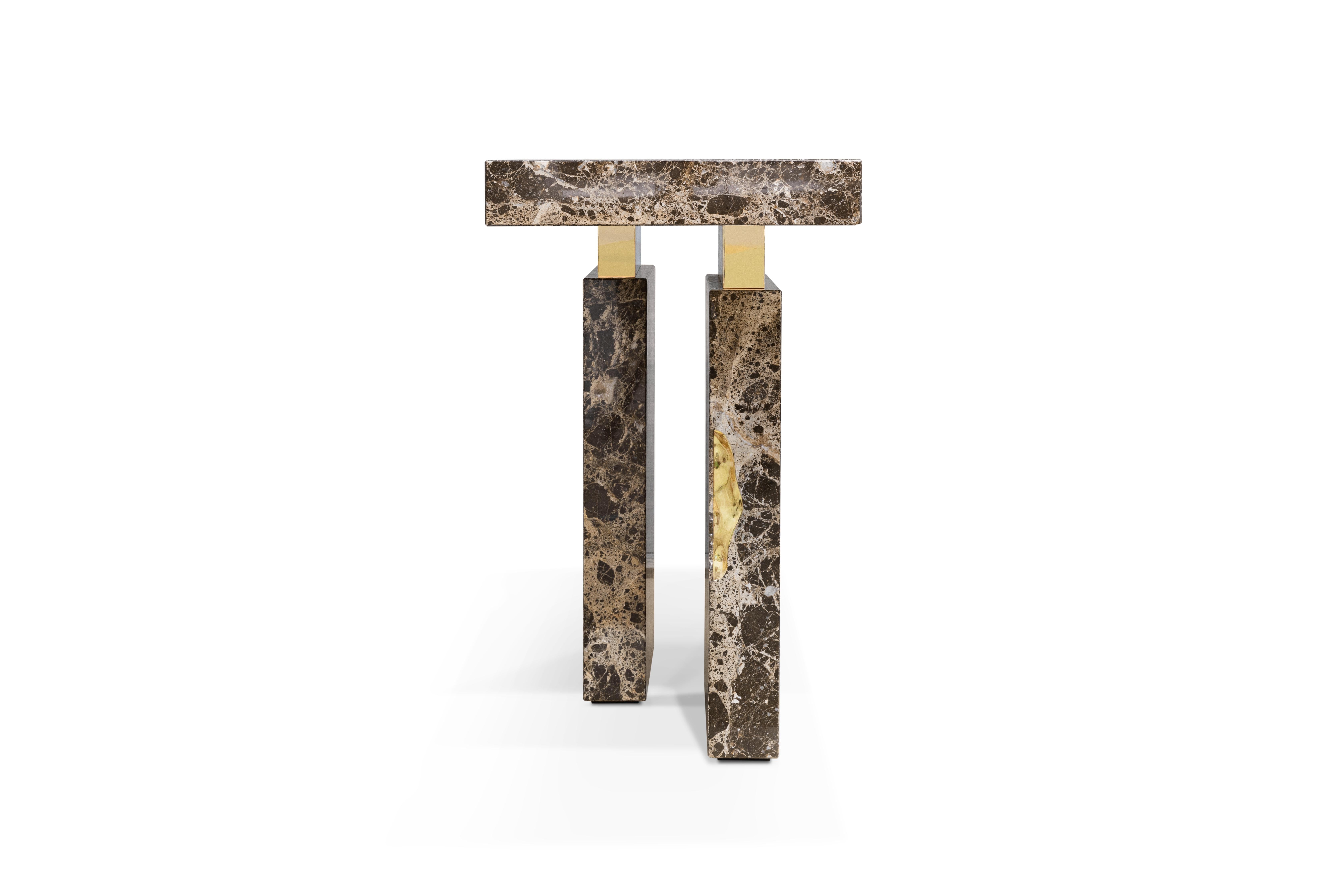 Portuguese Empire Console - Hand-Crafted Turned Marble & Brass - Boca do Lobo For Sale