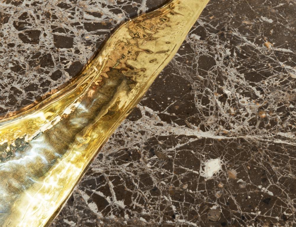 Metal Empire Console - Hand-Crafted Turned Marble & Brass - Boca do Lobo For Sale