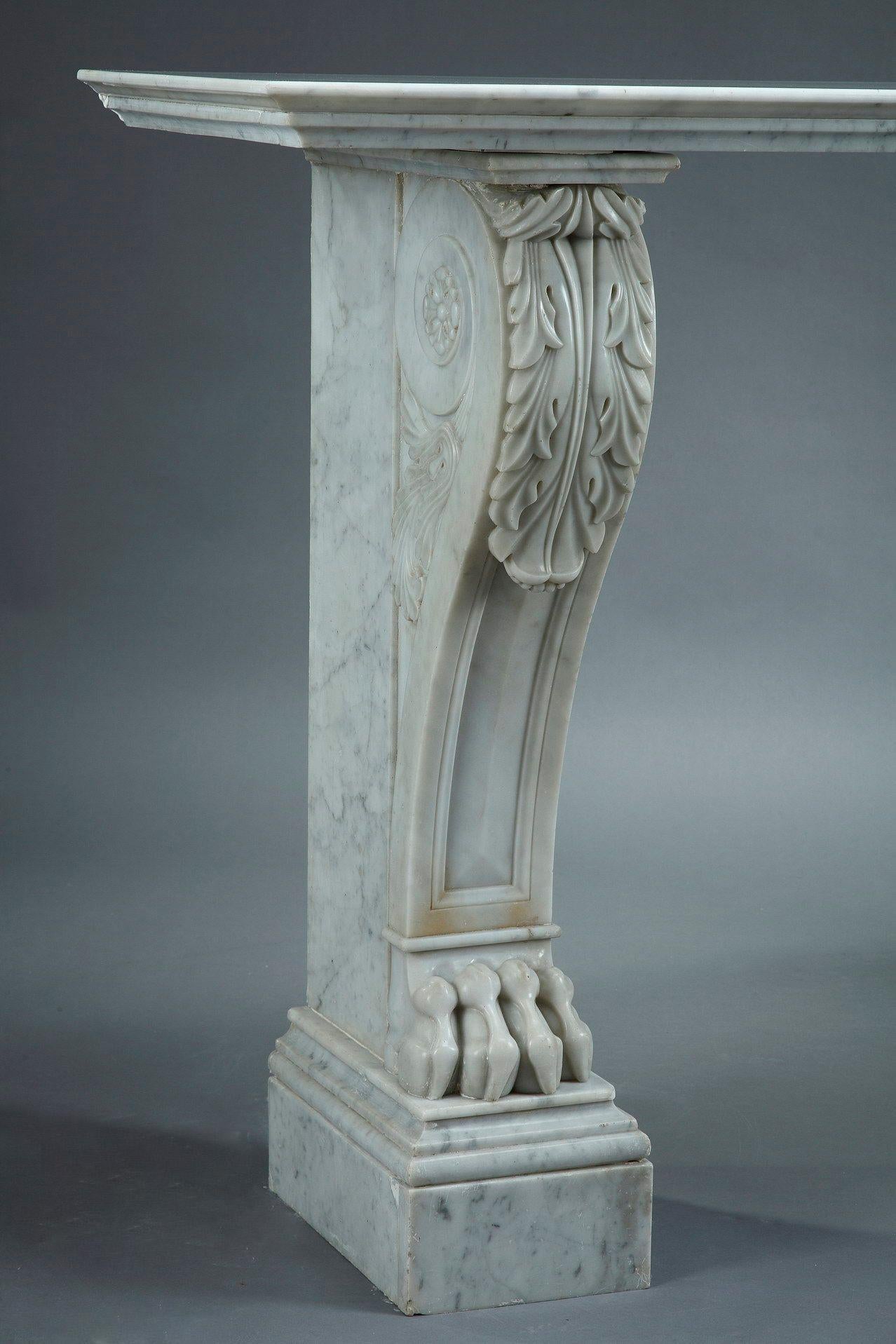 Early 19th Century Empire Console in Veined White Marble