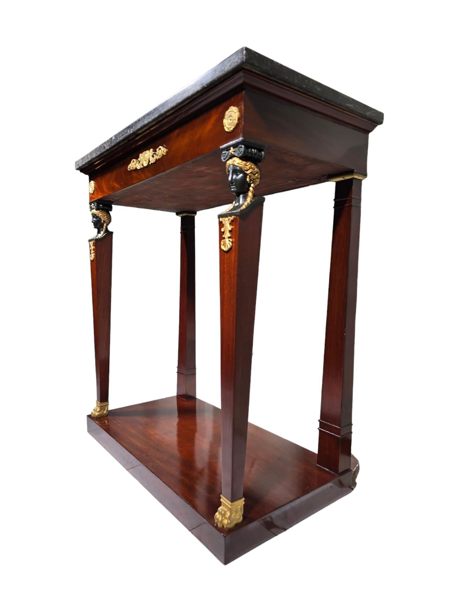 Empire Console with Mahogany Caryatids For Sale 5