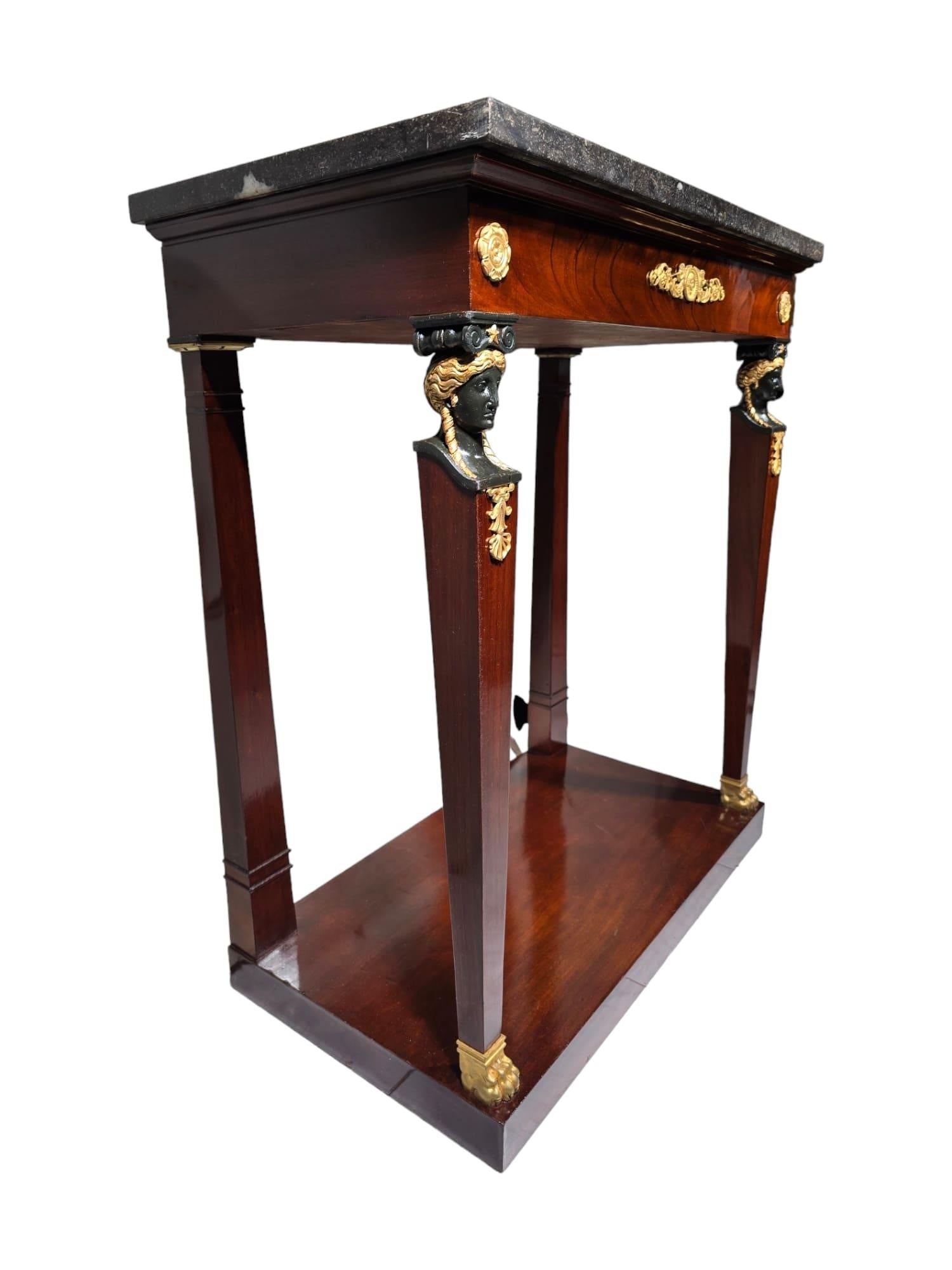 Empire Console with Mahogany Caryatids For Sale 7