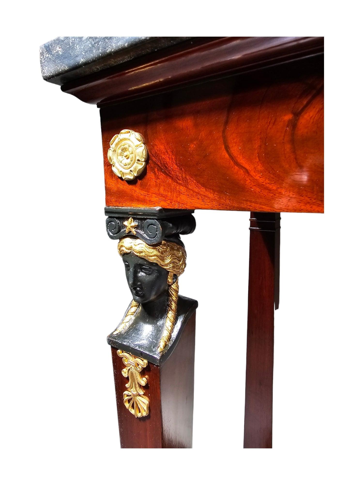 Empire Console with Mahogany Caryatids For Sale 9