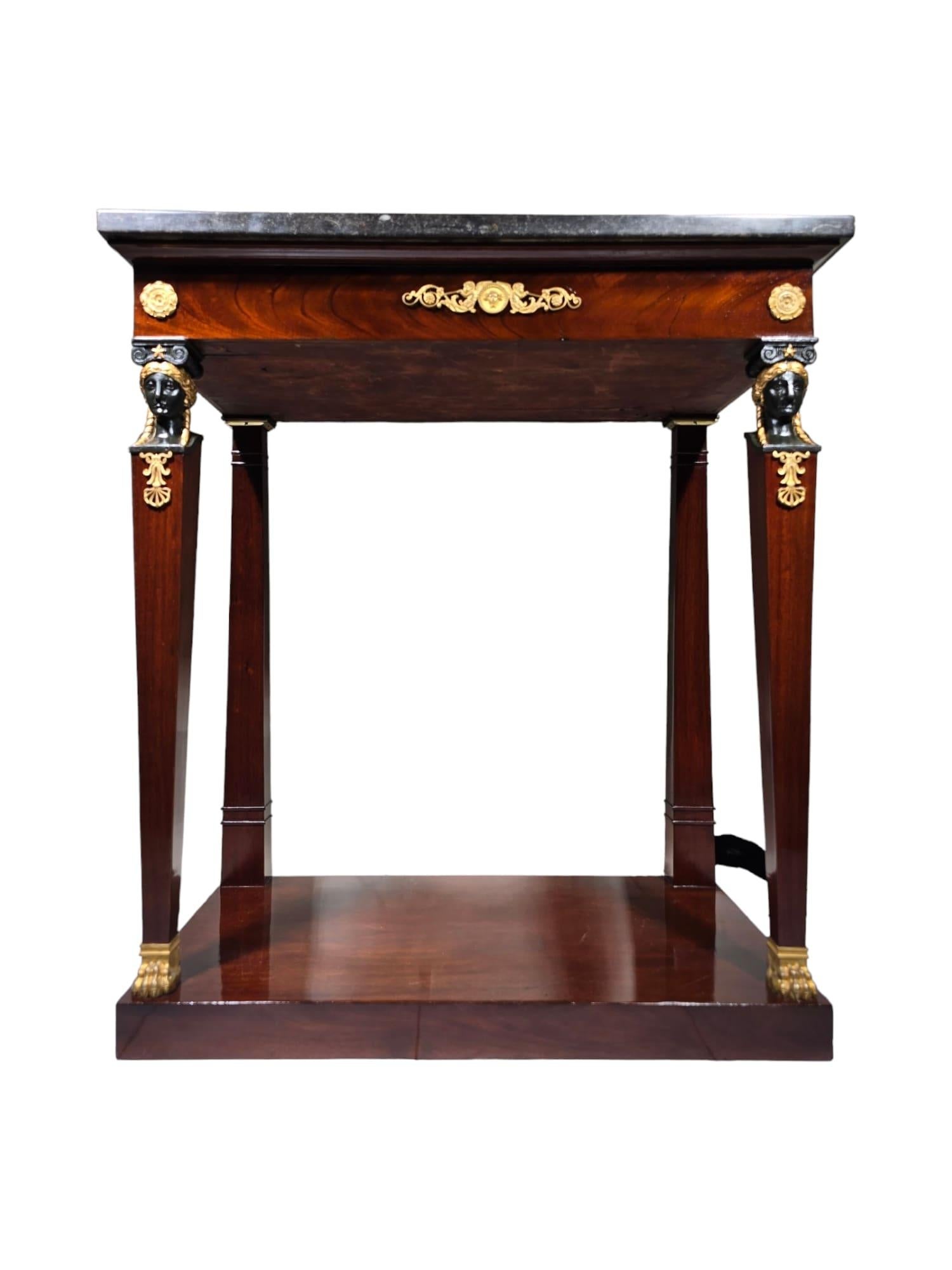 Empire Console with Mahogany Caryatids For Sale 10