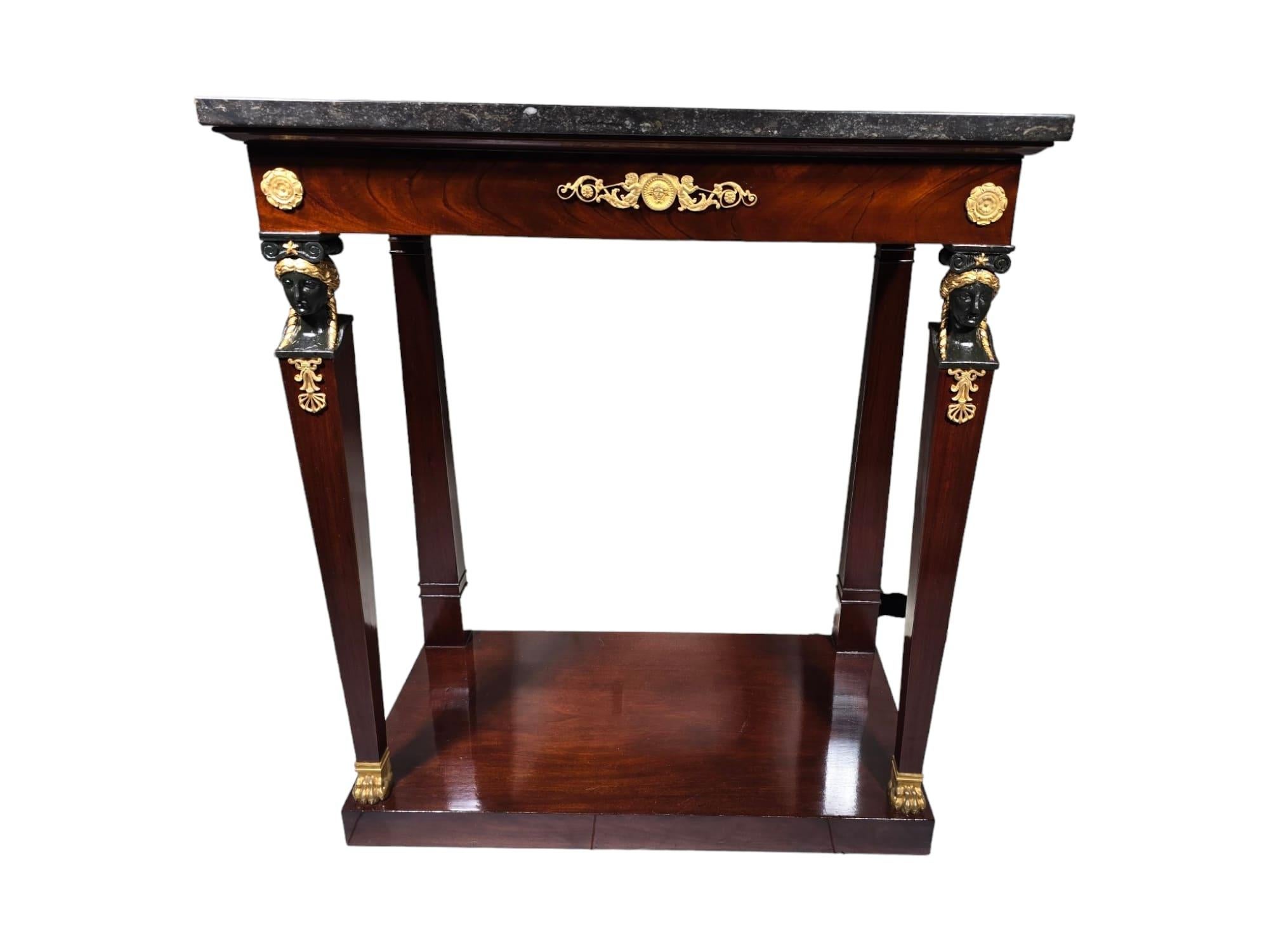 Empire Console with Mahogany Caryatids For Sale 11
