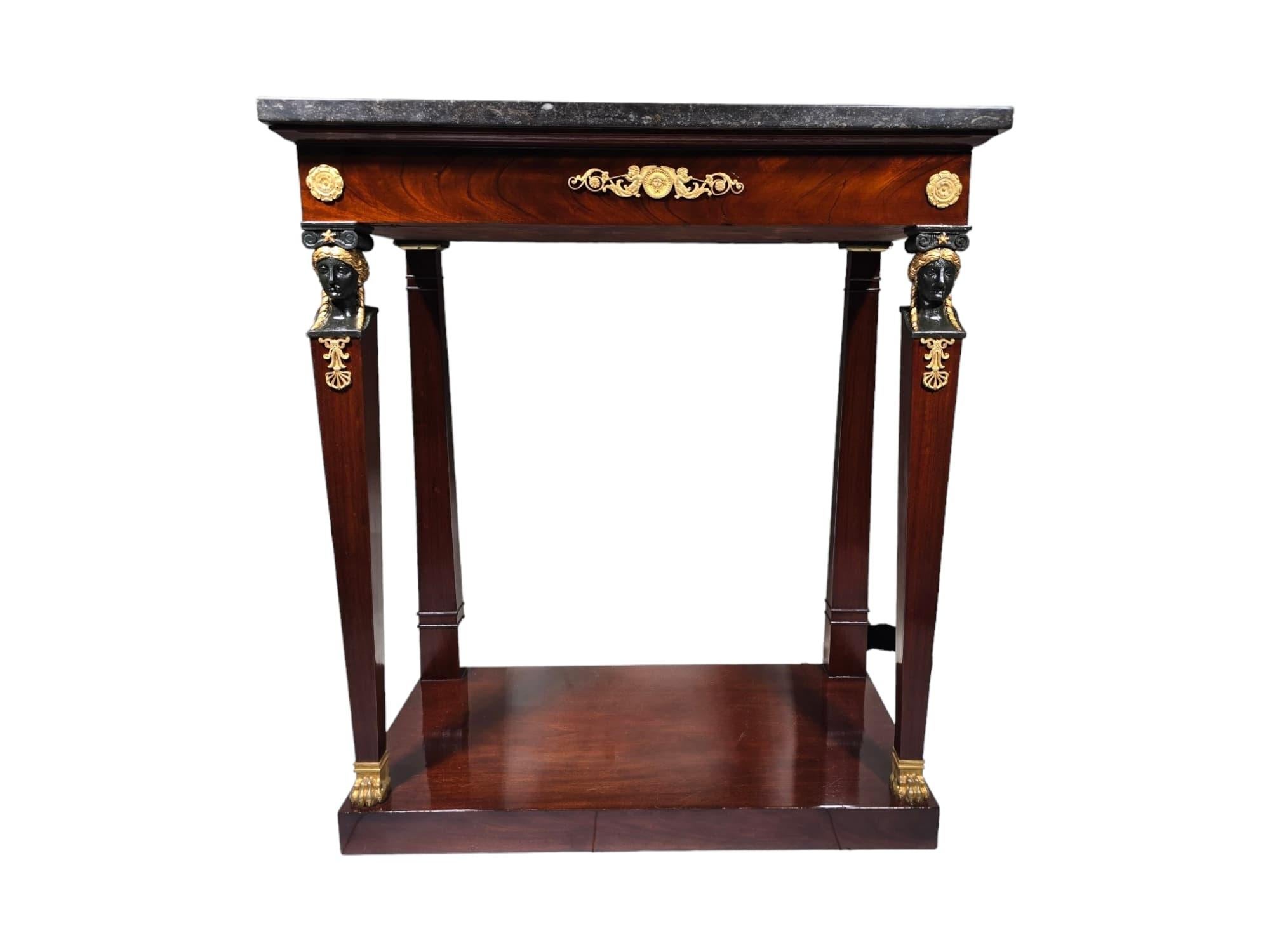 Empire Console with Mahogany Caryatids For Sale 12