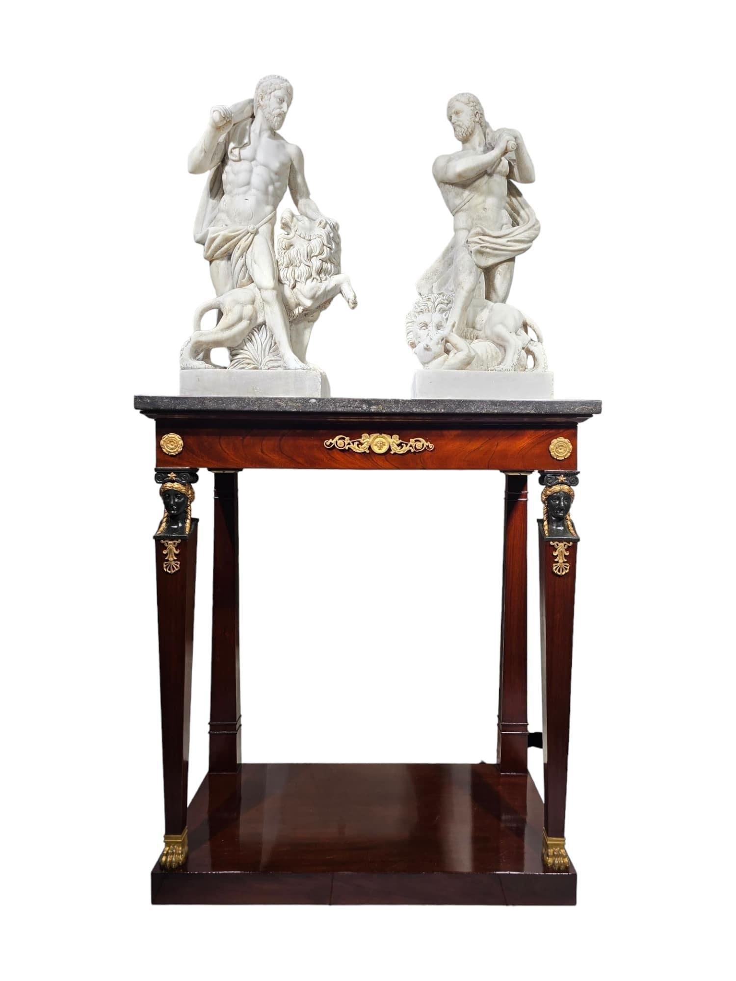 Empire Console with Mahogany Caryatids For Sale 3