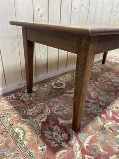 Empire - Consulate Style Oak Farmhouse Table with Parquet Top, 20th Century