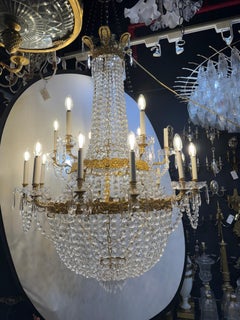1950 Empire Crystal Chandelier 18 Lights Two Tiers