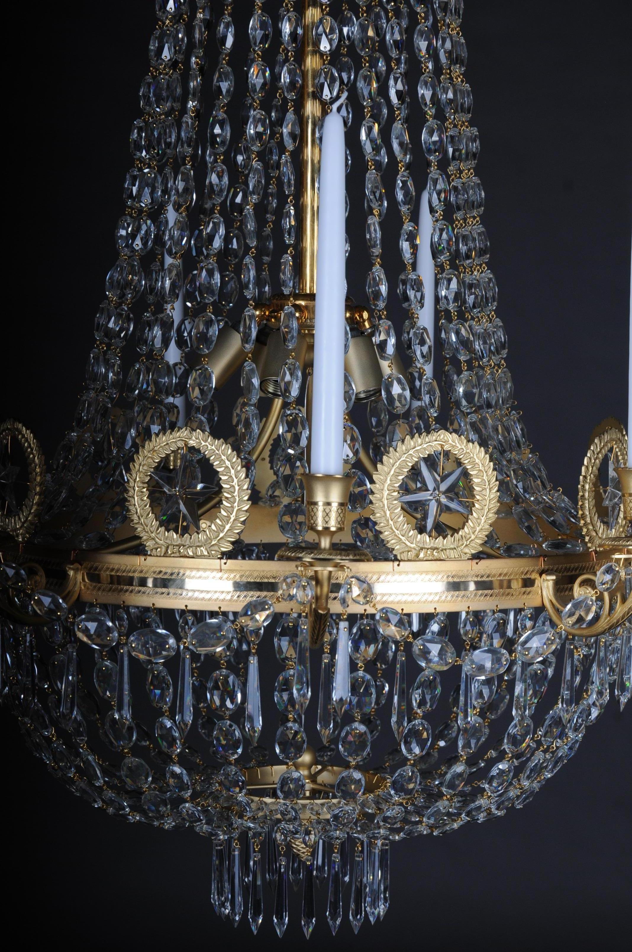 Empire Crystal Chandelier, Charles X, matt gold-plated 3