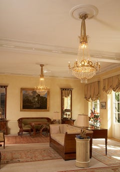 Empire Crystal Chandelier, Charles X, matt gold-plated