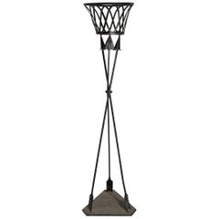 Jardinière ancienne de style Empire Déco en métal avec support de flèche en tôle